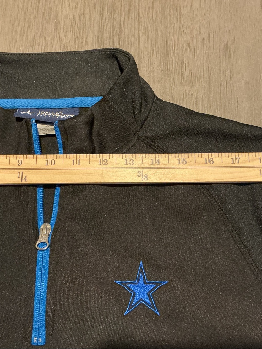 Men’s Dallas Cowboys Authentic 1/4 Zip Pullover Black Blue Star L - Picture 8 of 10